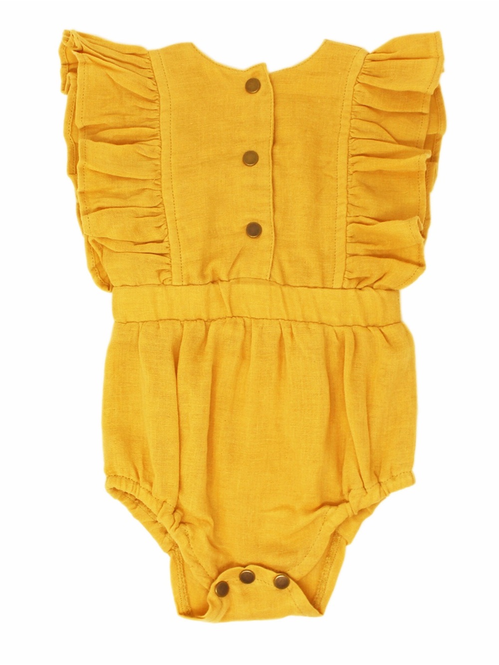 9-12m NWT L'ovedbaby Girls Organic Muslin Ruffle Bodysuit- Saffron Yellow